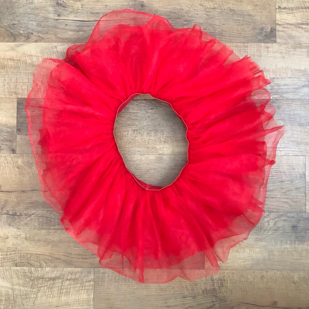 Red Fluffy Tulle Tutu Petticoat Rave Halloween Costume